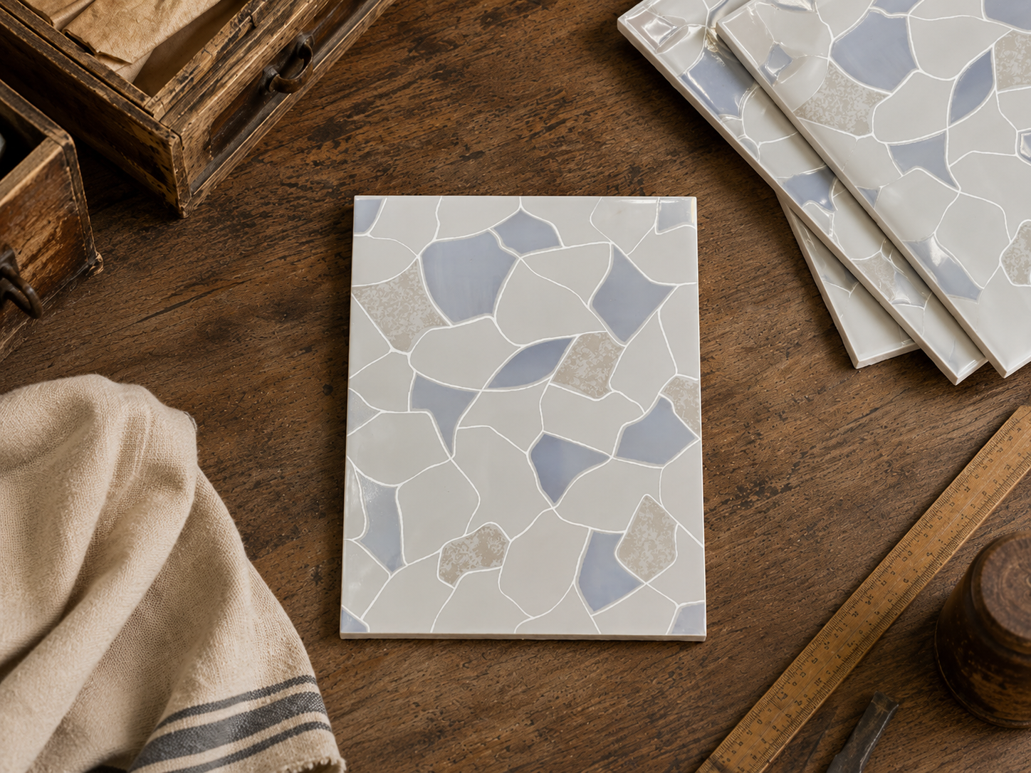 Retro Abstract Pebble Mosaic Tile - 1330-D913