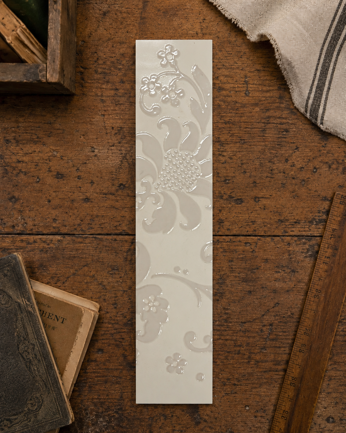 Vintage Bisque Embossed Medallion Trim - 1411-EF25