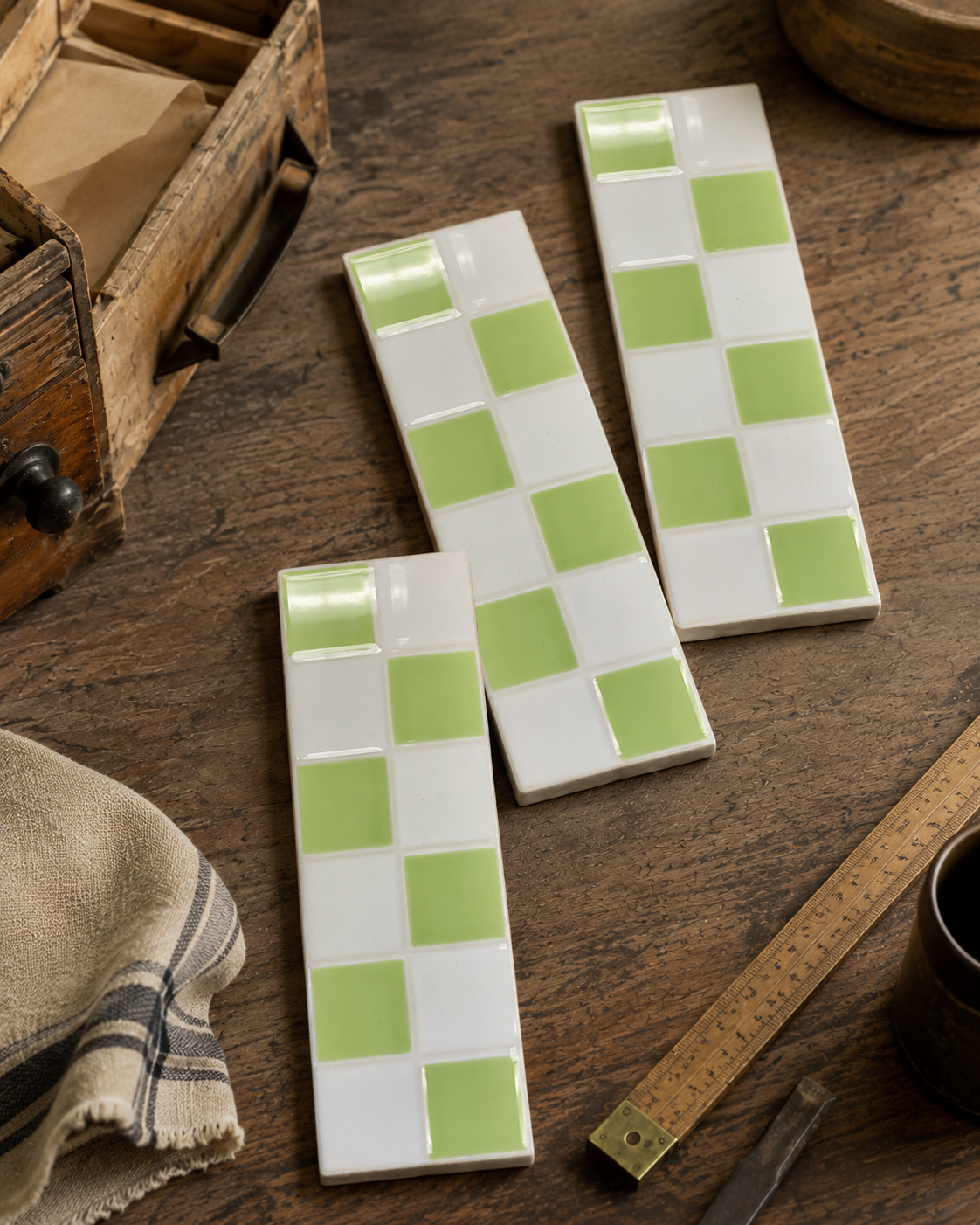 Retro Lime Green Checkerboard Band - 1475-CS21