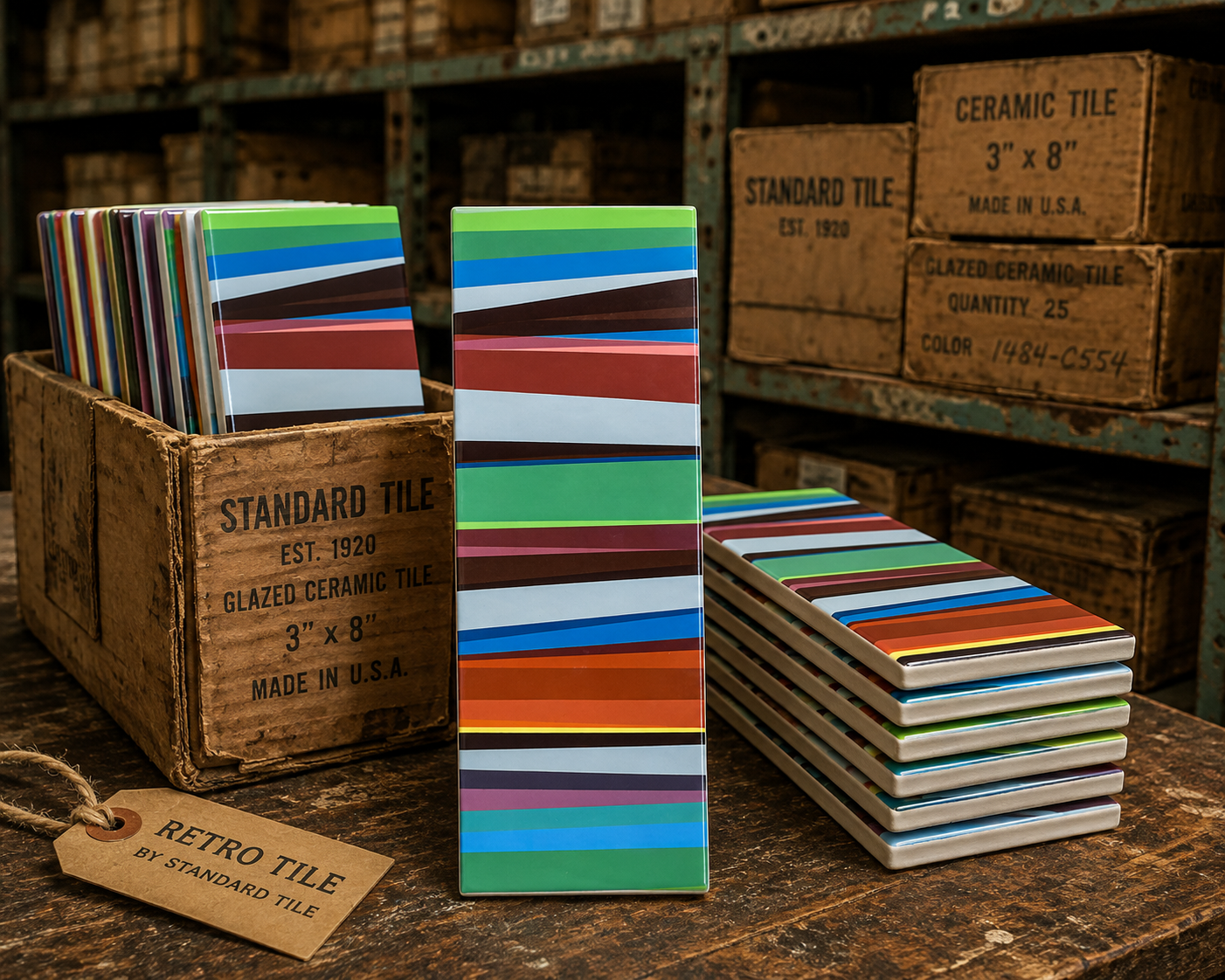 Retro Panoramic Cool Stripe Border - 1483-CS52