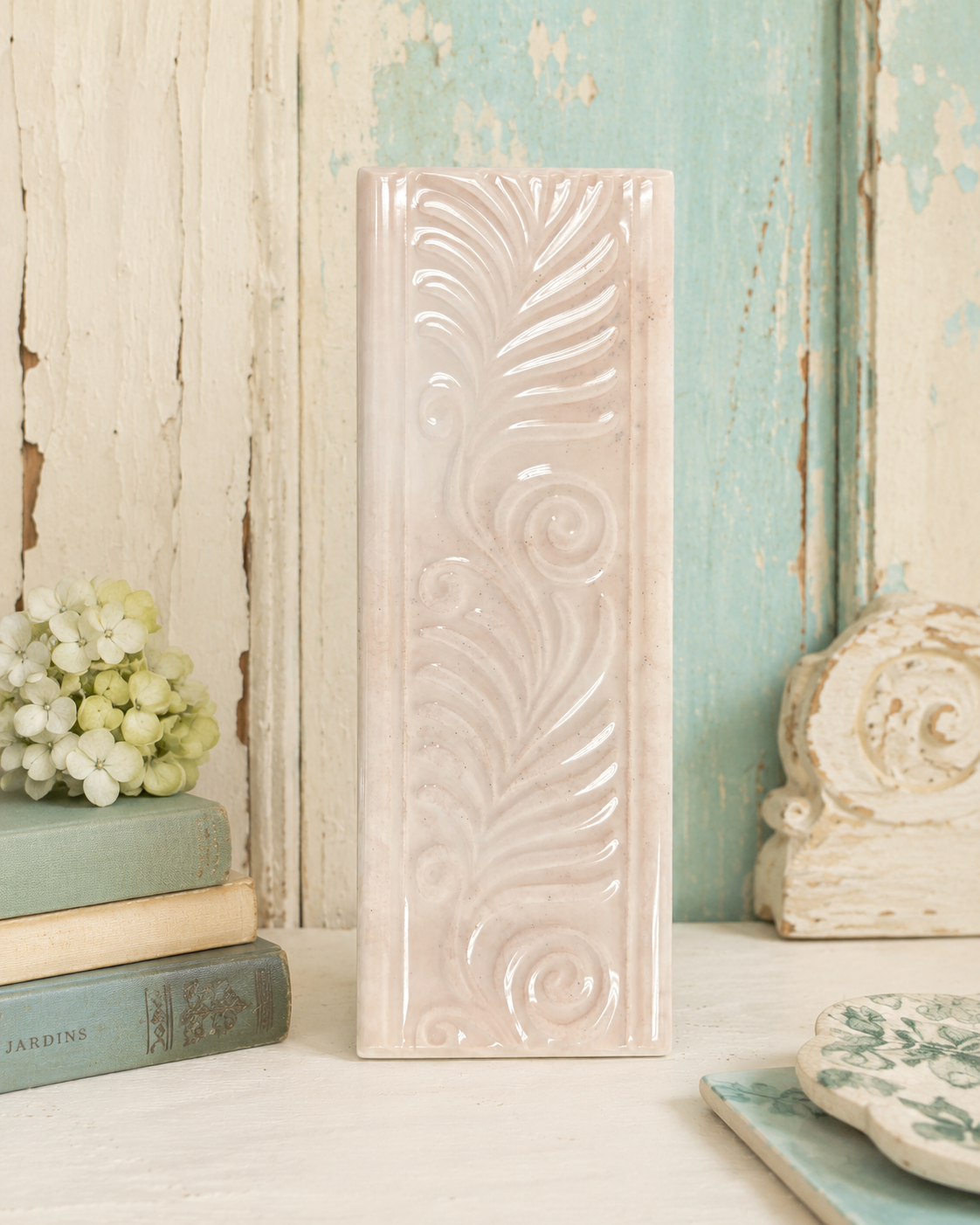 Vintage Blush Pink Scroll Border - 1490-D661