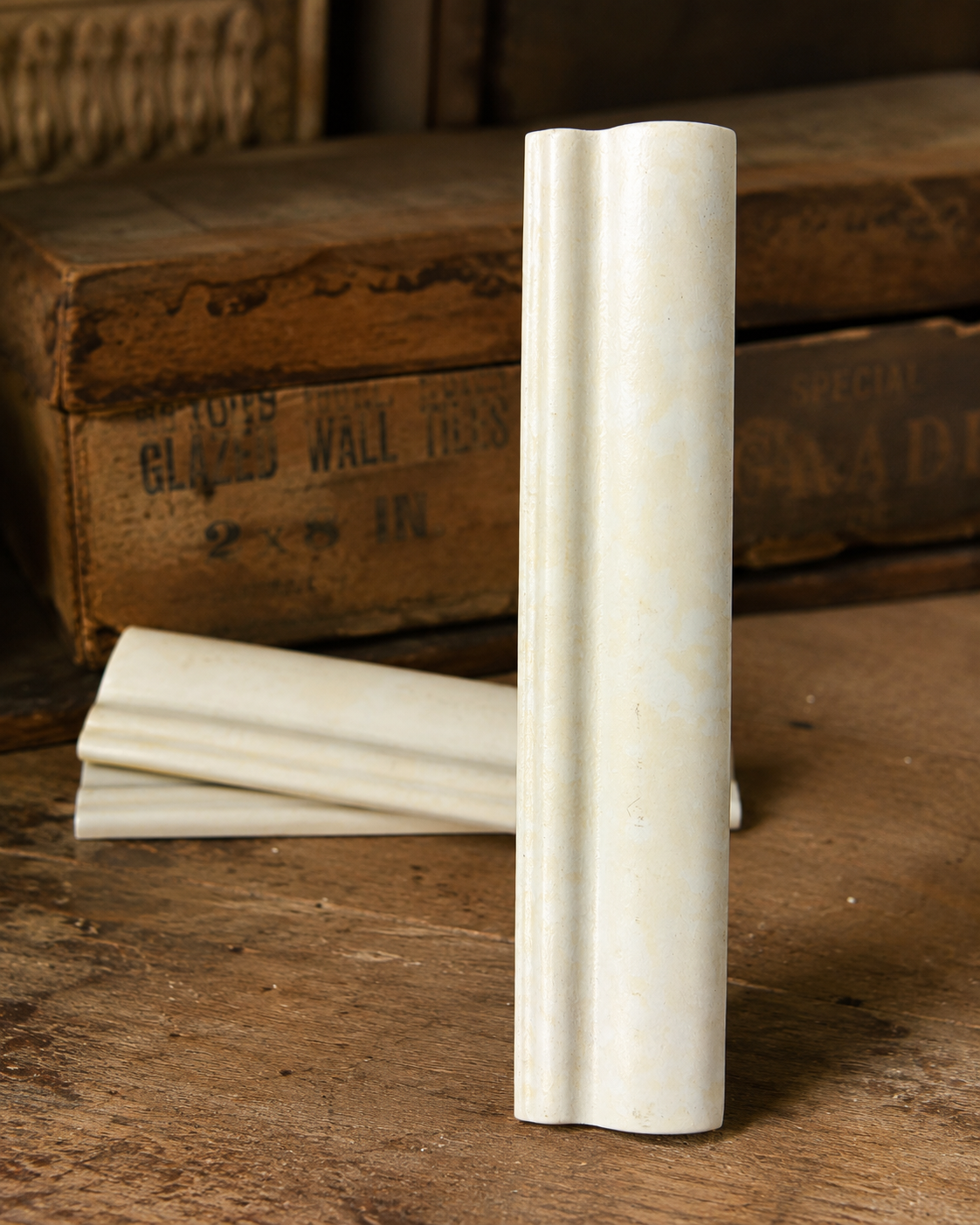 Vintage Cream Alabaster Ogee Cap - 1552-FE61