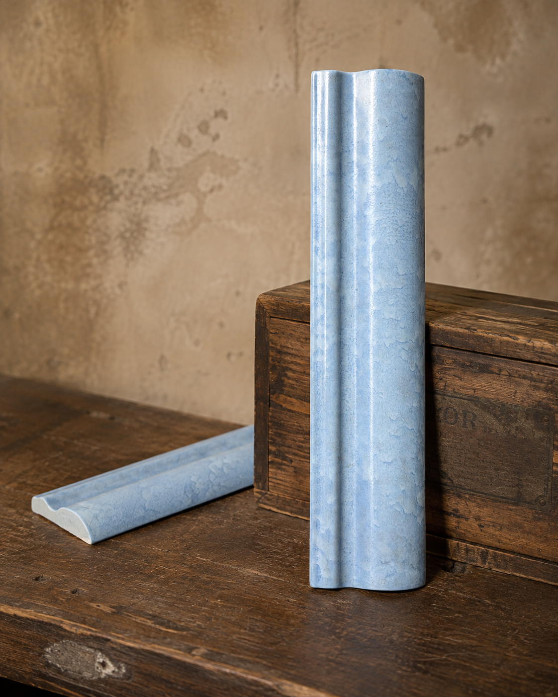 Vintage Blue Mottled Ogee Cap - 1552-FE64