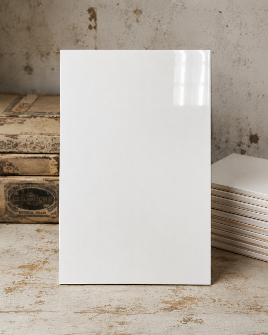 Retro Glossy Bone White Field Tile - 1574-EF10