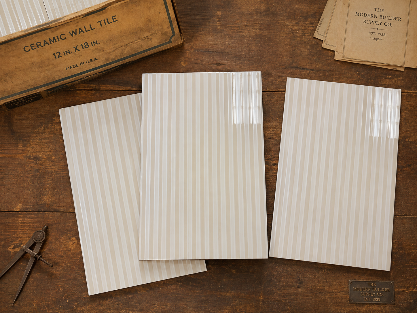 Retro Cream & Sandstone Reeded Tile - 1574-EF21