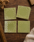 Vintage Avocado Green Scrollwork Tile - 2727-9711