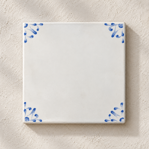 Delft blue corner motif 4x4 wall tile