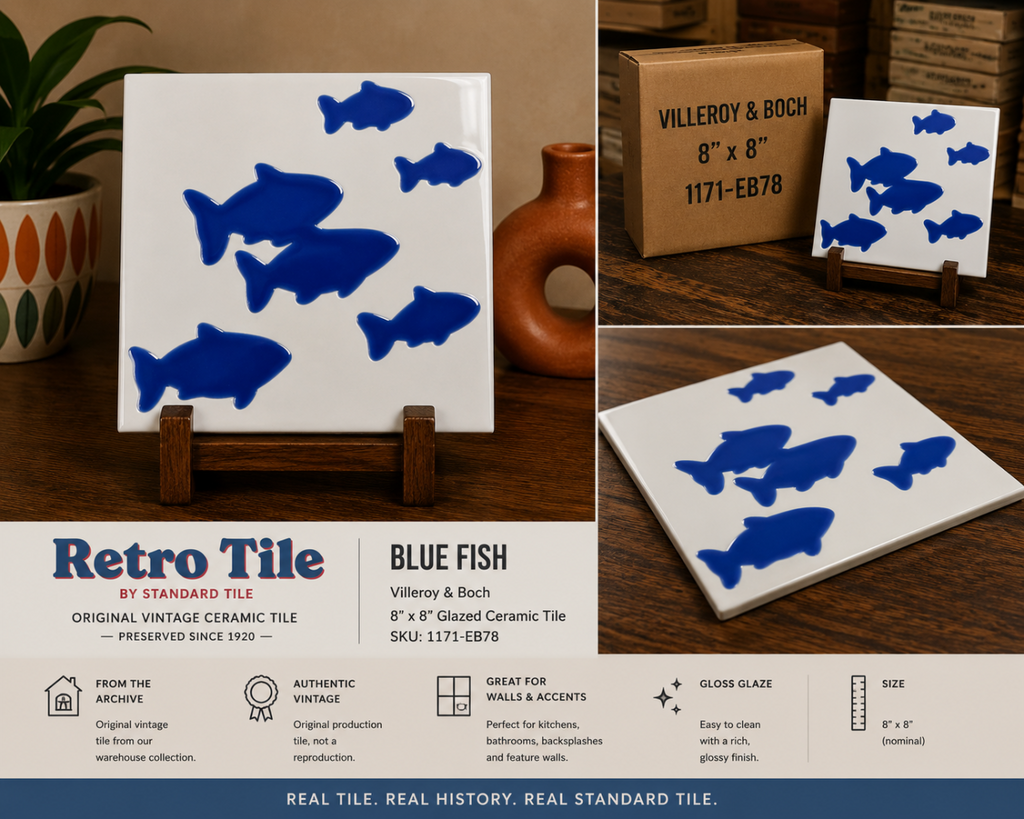 Retro School of Fish Deco Tile 1171-EB78