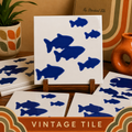 Retro School of Fish Deco Tile 1171-EB78