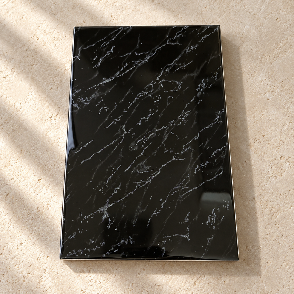 Black 6x9 marble-look wall tile