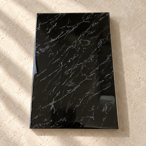 Black 6x9 marble-look wall tile