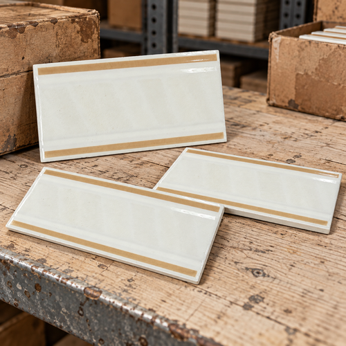 Elios SF-515 beige 3x6 vintage ceramic border tile alternate view